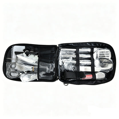 27-Piece Outdoor Tableware &amp; Cooking Utensil Set Portable Camping BBQ Kit W0927 - with | Sold by Uncle Wiener's Wholesale