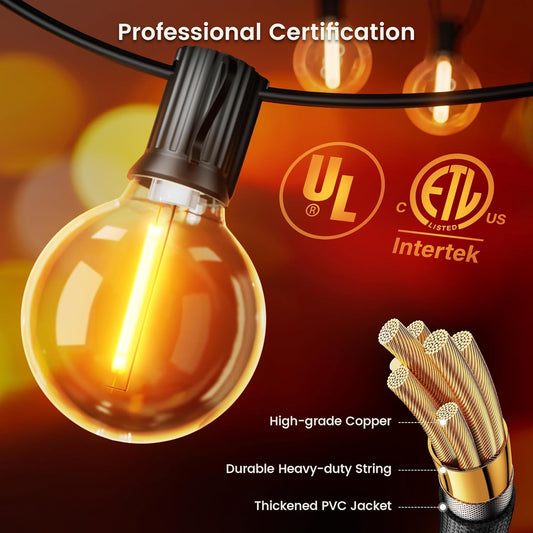 27FT Outdoor G40 Globe Patio Lights – 13 Dimmable LED Bulbs 2200K – JXG4027 - with | Sold by Uncle Wiener's Wholesale