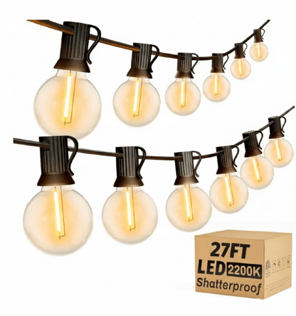 27FT Outdoor G40 Globe Patio Lights – 13 Dimmable LED Bulbs 2200K – JXG4027 - with | Sold by Uncle Wiener's Wholesale