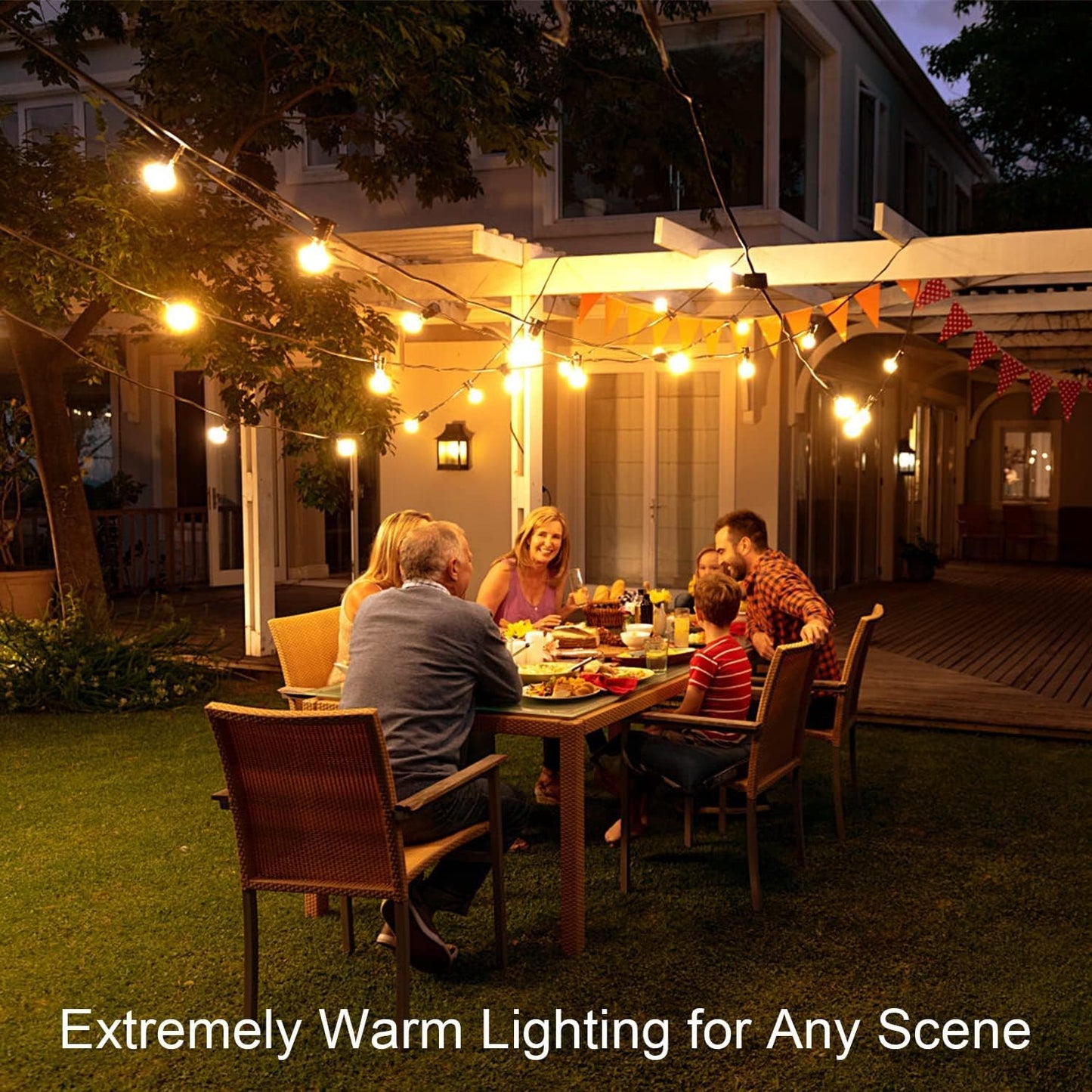 27FT Outdoor G40 Globe Patio Lights – 13 Dimmable LED Bulbs 2200K – JXG4027 - with | Sold by Uncle Wiener's Wholesale