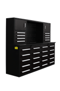 28 - Drawer Heavy Duty Tool Box Workbench 7FT – Locking Drawers, Stainless Steel & Painted Finishes Red, Blue, Black, Stainless - with Black | Sold by Uncle Wiener's Wholesale