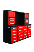 28 - Drawer Heavy Duty Tool Box Workbench 7FT – Locking Drawers, Stainless Steel & Painted Finishes Red, Blue, Black, Stainless - with Blue | Sold by Uncle Wiener's Wholesale