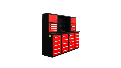 28 - Drawer Heavy Duty Tool Box Workbench 7FT – Locking Drawers, Stainless Steel & Painted Finishes Red, Blue, Black, Stainless - with Blue | Sold by Uncle Wiener's Wholesale