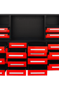 28 - Drawer Heavy Duty Tool Box Workbench 7FT – Locking Drawers, Stainless Steel & Painted Finishes Red, Blue, Black, Stainless - with Blue | Sold by Uncle Wiener's Wholesale