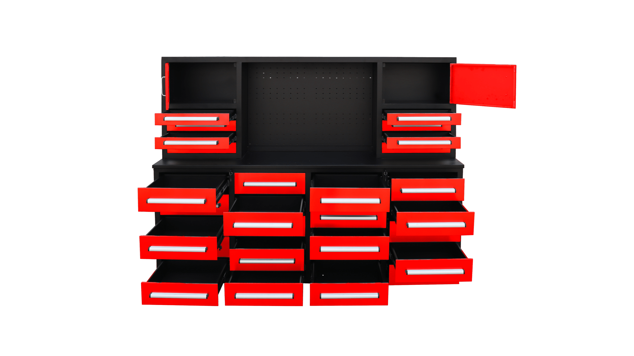 28 - Drawer Heavy Duty Tool Box Workbench 7FT – Locking Drawers, Stainless Steel & Painted Finishes Red, Blue, Black, Stainless - with Blue | Sold by Uncle Wiener's Wholesale