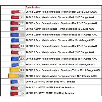 280pcs Spade Insulated Terminals Cable Connector Kit CZ0100014 - with | Sold by Uncle Wiener's Wholesale