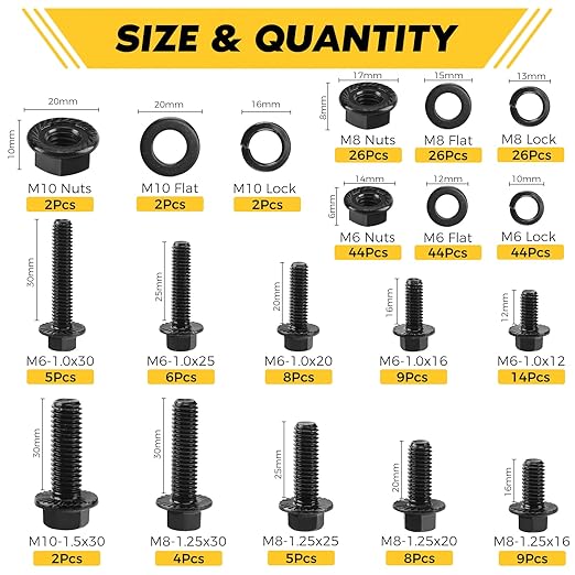 286 Piece Stainless Steel 304 Metric Flange Bolt Nut Assortment Kit M6 M8 M10 SS0286P - with | Sold by Uncle Wiener's Wholesale