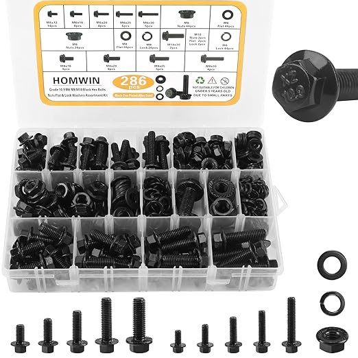 286 Piece Stainless Steel 304 Metric Flange Bolt Nut Assortment Kit M6 M8 M10 SS0286P - with | Sold by Uncle Wiener's Wholesale