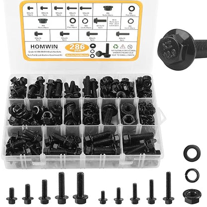 286 Piece Stainless Steel 304 Metric Flange Bolt Nut Assortment Kit M6 M8 M10 SS0286P - with | Sold by Uncle Wiener's Wholesale