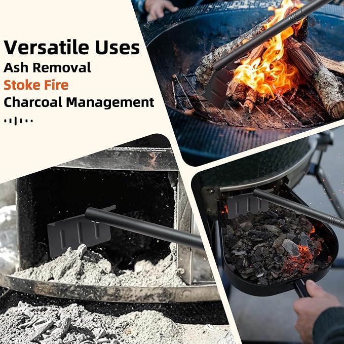 29-Inch BBQ Charcoal Rake & Ash Removal Tool – Heavy Duty Metal Grill Poker Scraper for Charcoal Grills, Smokers, Pizza Ovens & Fireplaces - Camping Gear with | Sold by Uncle Wiener's Wholesale