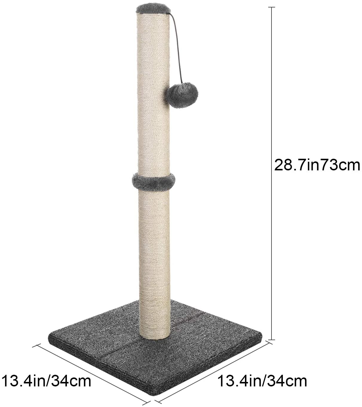 29" Tall Cat Scratching Post – Heavy-Duty Sisal Cat Scratcher with Stable Carpeted Base AMCT01 - with | Sold by Uncle Wiener's Wholesale