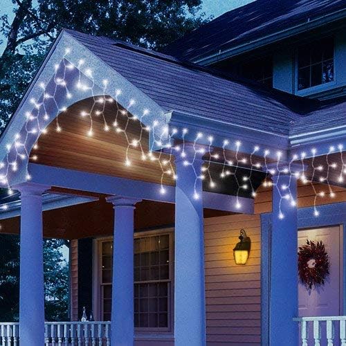 29.5 ft (360 LED) RGB & Bright White Icicle Curtain Lights Outdoor with 8 Modes & 60 Drops - with RGB Color | Sold by Uncle Wiener's Wholesale