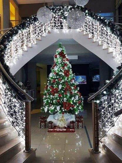 29.5 ft (360 LED) RGB & Bright White Icicle Curtain Lights Outdoor with 8 Modes & 60 Drops - with RGB Color | Sold by Uncle Wiener's Wholesale