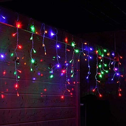 29.5 ft (360 LED) RGB & Bright White Icicle Curtain Lights Outdoor with 8 Modes & 60 Drops - with RGB Color | Sold by Uncle Wiener's Wholesale