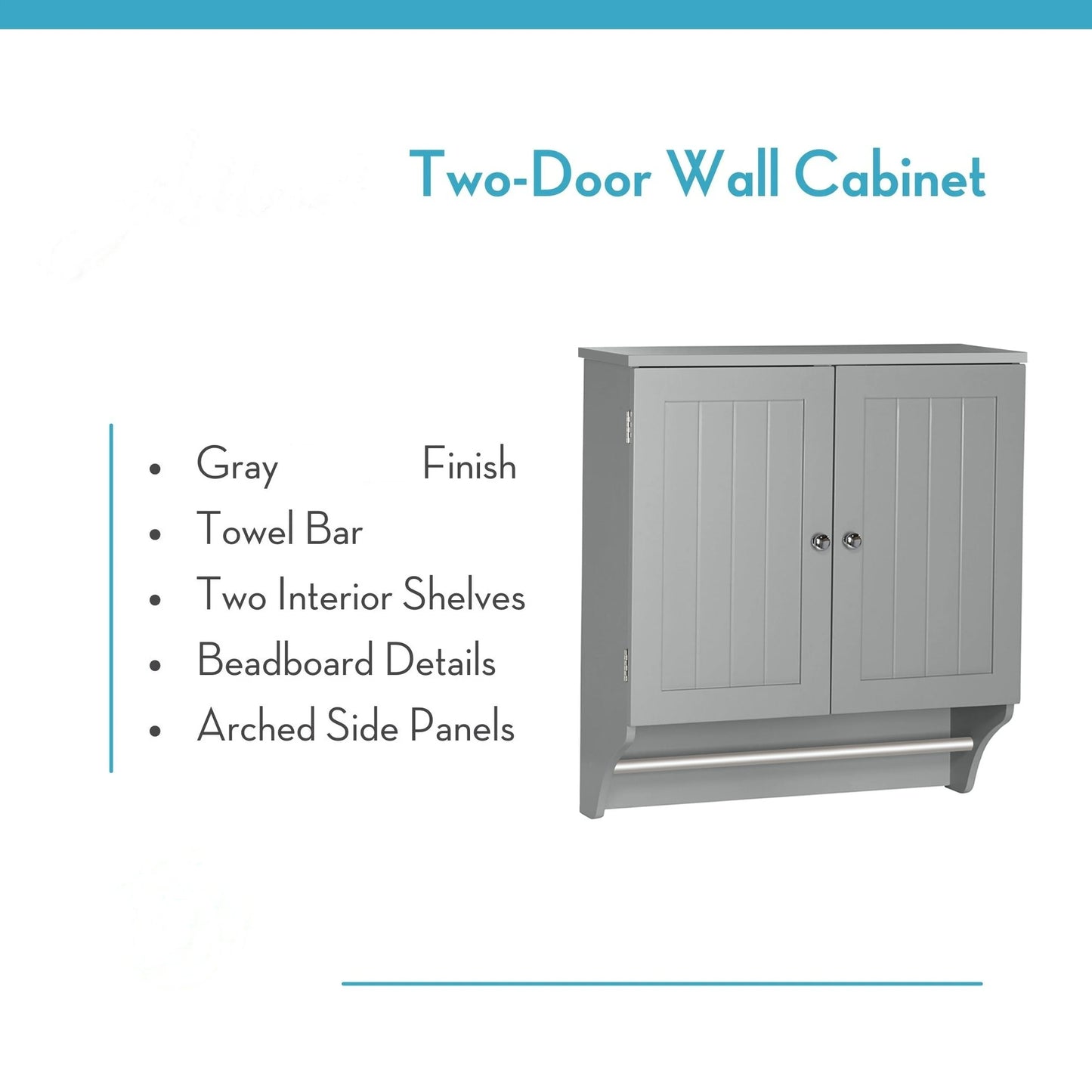 2 Door Bathroom Medicine Cabinet Wall Mounted Storage with Towel Bar White / Grey