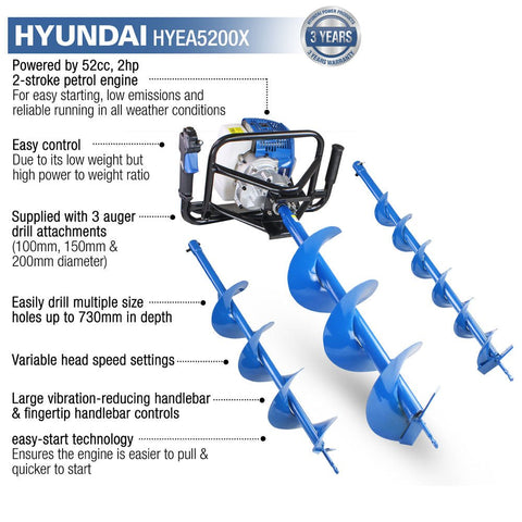 2HP Gas - Powered Earth & Ice Auger with 3 Drill Bits – WTD520 - with | Sold by Uncle Wiener's Wholesale