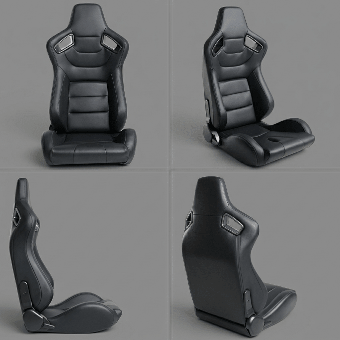 2PCS Universal Adjustable Racing Seats – PVC Leather Bucket Style for Cars & Trucks - Furniture with Solid Black | Sold by Uncle Wiener's Wholesale