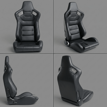 2PCS Universal Adjustable Racing Seats – PVC Leather Bucket Style for Cars & Trucks - Furniture with Solid Black | Sold by Uncle Wiener's Wholesale