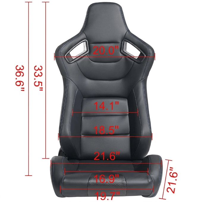 2PCS Universal Adjustable Racing Seats – PVC Leather Bucket Style for Cars & Trucks - Furniture with Solid Black | Sold by Uncle Wiener's Wholesale