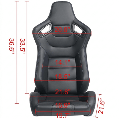 2PCS Universal Adjustable Racing Seats – PVC Leather Bucket Style for Cars & Trucks - Furniture with Solid Black | Sold by Uncle Wiener's Wholesale