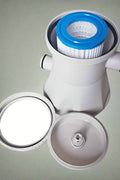 Swimming pool filter pump kit with filter cartridge

Easy-installation pool filtration system with hoses

Pool pump and filter combo for clean water

White filter pump for above-ground pools

Complete pool filtration pump kit with accessories