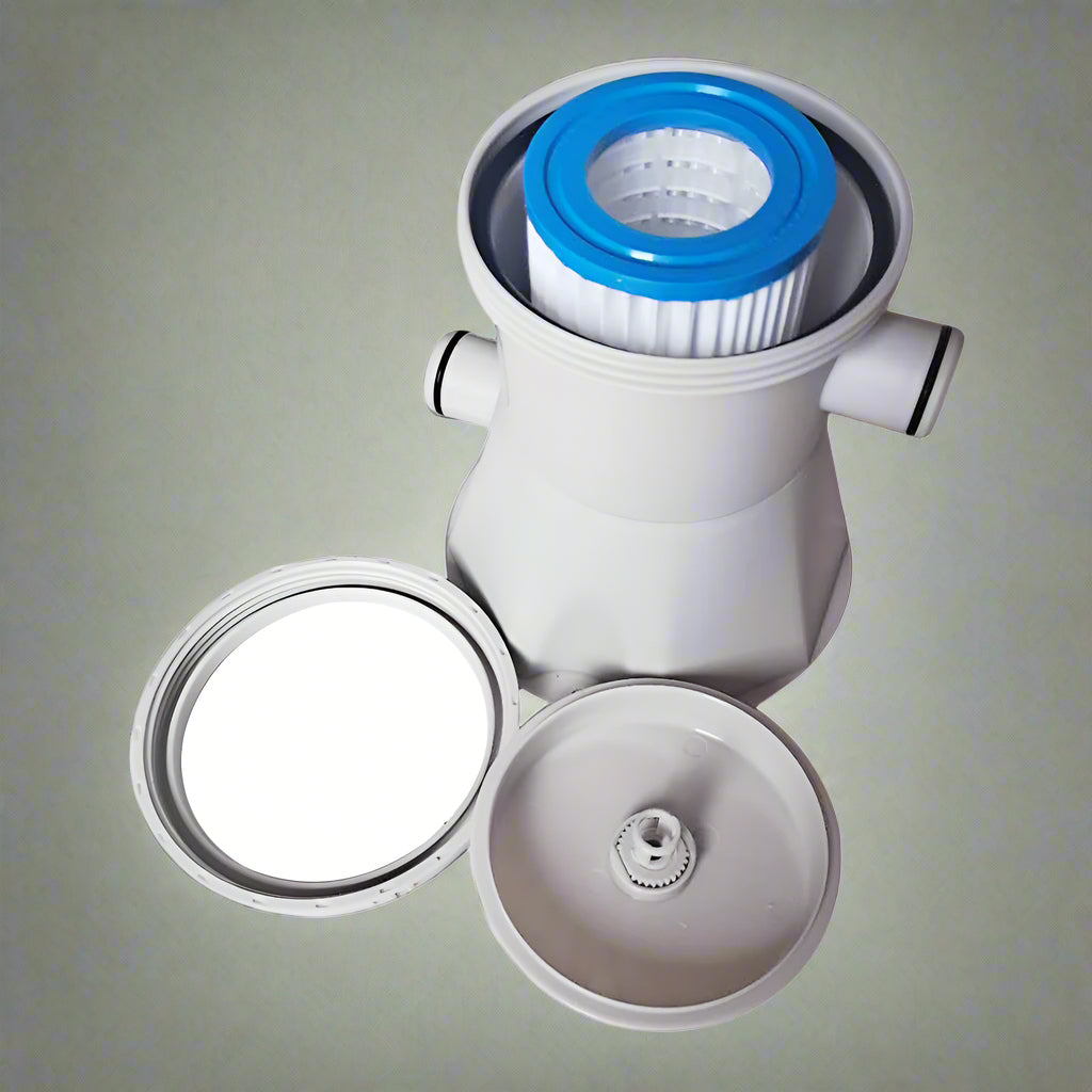 Swimming pool filter pump kit with filter cartridge

Easy-installation pool filtration system with hoses

Pool pump and filter combo for clean water

White filter pump for above-ground pools

Complete pool filtration pump kit with accessories