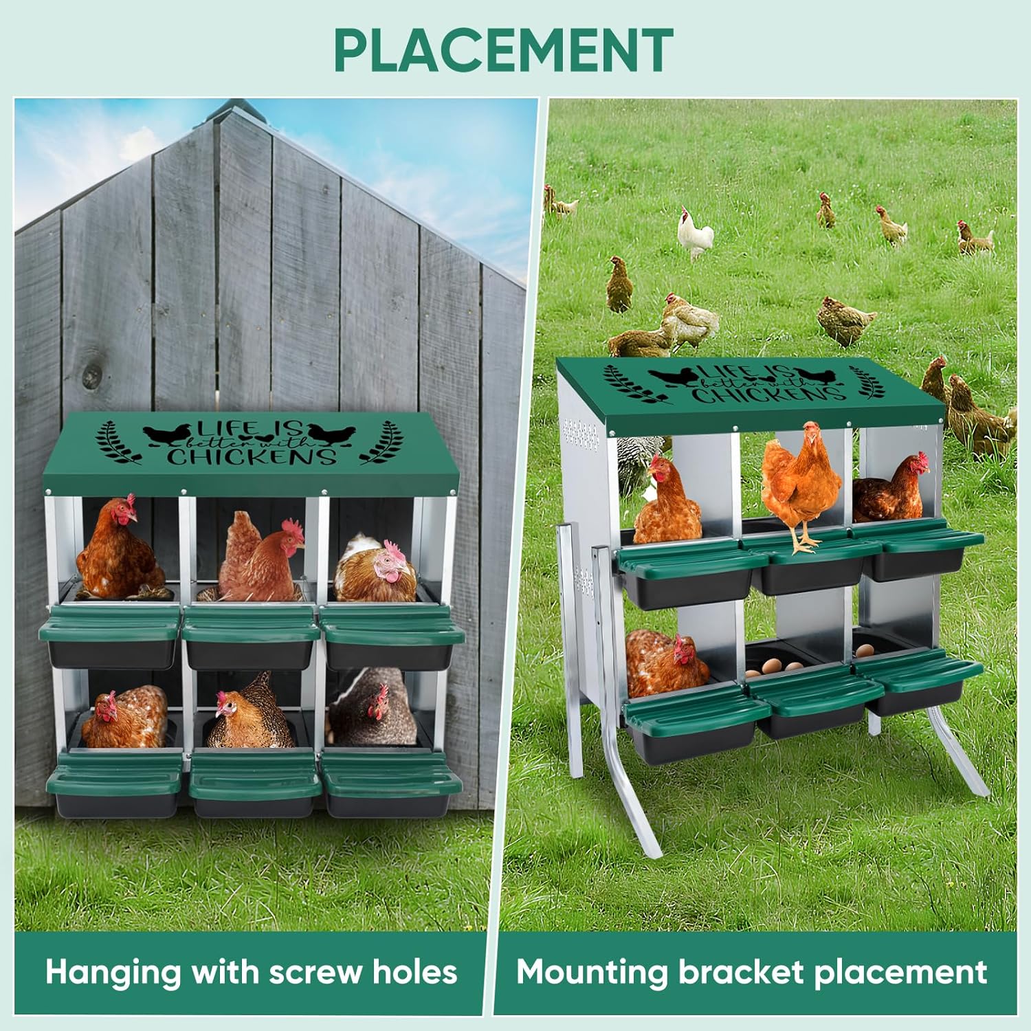 3 Compartment Chicken Nesting Boxes – Roll Away Egg Laying Box for Hens 768421000000 - with | Sold by Uncle Wiener's Wholesale