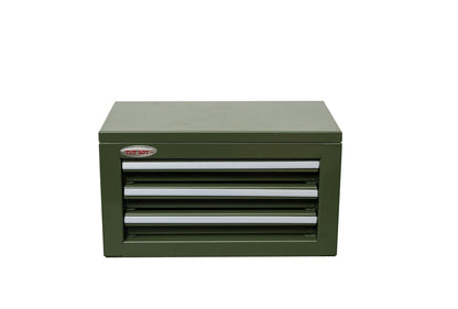 3 - Drawer Mini Tool Chest – Portable Steel Toolbox with Top Storage & PVC - Lined Drawers | Multiple Colors - with Olive Green | Sold by Uncle Wiener's Wholesale