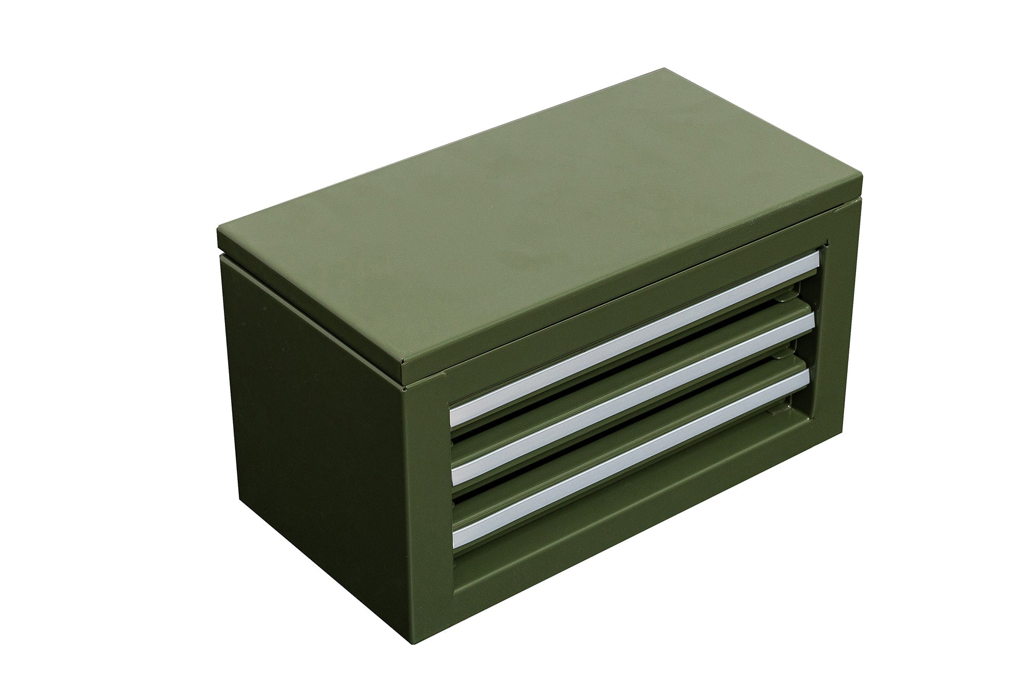 3 - Drawer Mini Tool Chest – Portable Steel Toolbox with Top Storage & PVC - Lined Drawers | Multiple Colors - with Olive Green | Sold by Uncle Wiener's Wholesale