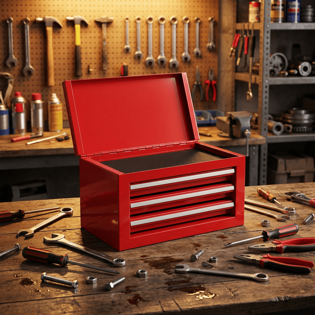 3 - Drawer Mini Tool Chest – Portable Steel Toolbox with Top Storage & PVC - Lined Drawers | Multiple Colors - Hand Tools with Pink | Sold by Uncle Wiener's Wholesale