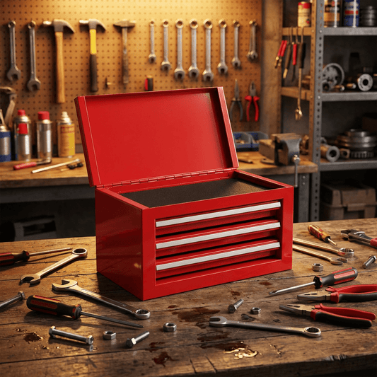 3 - Drawer Mini Tool Chest – Portable Steel Toolbox with Top Storage & PVC - Lined Drawers | Multiple Colors - Hand Tools with Pink | Sold by Uncle Wiener's Wholesale
