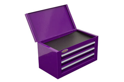 3 - Drawer Mini Tool Chest – Portable Steel Toolbox with Top Storage & PVC - Lined Drawers | Multiple Colors - Hand Tools with Purple | Sold by Uncle Wiener's Wholesale