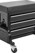 3 - Drawer Rolling Mechanics Seat with Tool Chest, Side Trays & Padded Cushion – 180KG Capacity Model MUSTB - with | Sold by Uncle Wiener's Wholesale