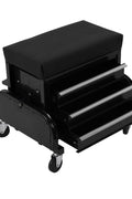 3 - Drawer Rolling Mechanics Seat with Tool Chest, Side Trays & Padded Cushion – 180KG Capacity Model MUSTB - with | Sold by Uncle Wiener's Wholesale