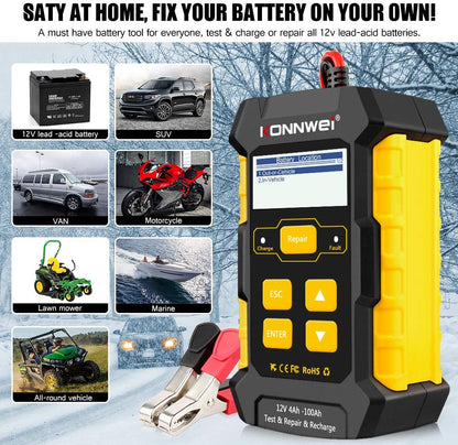 3 - in - 1 12V Battery Charger, Tester & Maintainer – KONNWEI KW510 - with | Sold by Uncle Wiener's Wholesale