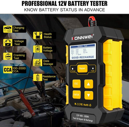3 - in - 1 12V Battery Charger, Tester & Maintainer – KONNWEI KW510 - with | Sold by Uncle Wiener's Wholesale
