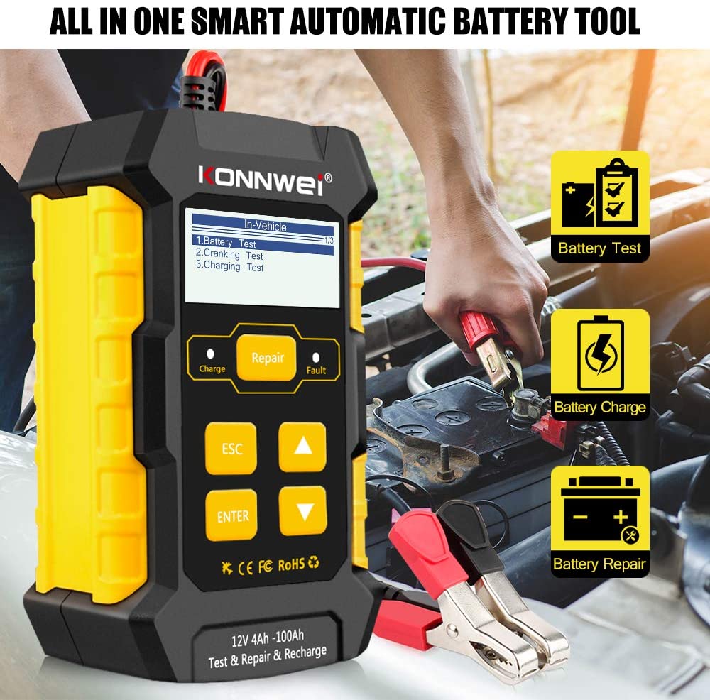 3 - in - 1 12V Battery Charger, Tester & Maintainer – KONNWEI KW510 - with | Sold by Uncle Wiener's Wholesale