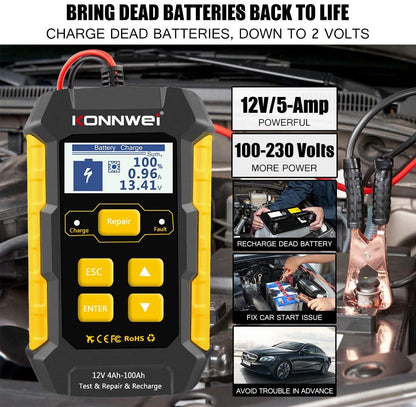 3 - in - 1 12V Battery Charger, Tester & Maintainer – KONNWEI KW510 - with | Sold by Uncle Wiener's Wholesale