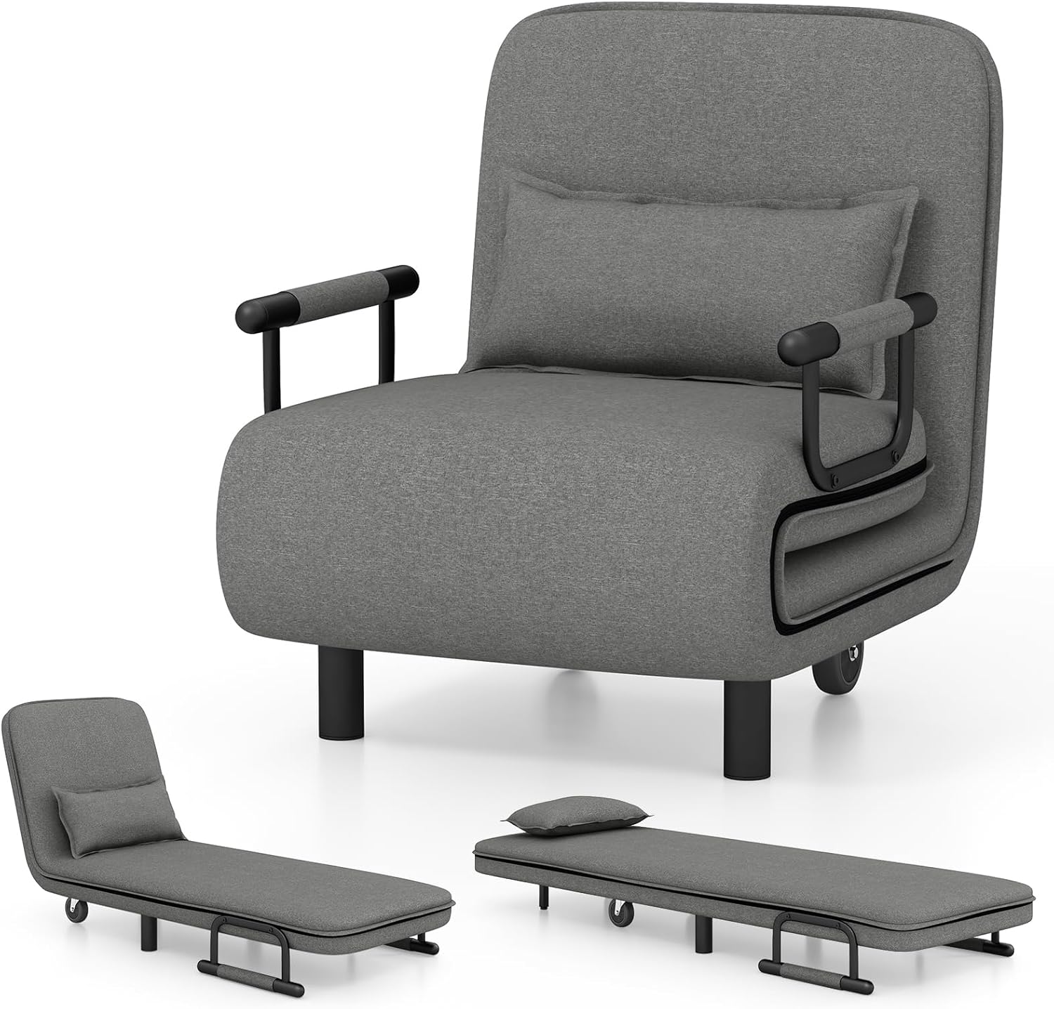 3 - in - 1 Folding Sofa Bed Chair with Adjustable Backrest and Mattress – Space - Saving Convertible Sleeper SGBS65 - with | Sold by Uncle Wiener's Wholesale
