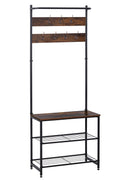 3 in 1 Industrial Coat Rack with Bench and Shoe Storage Shelf Entryway Organizer Freestanding 71 Inch AMMDR1836 - with | Sold by Uncle Wiener's Wholesale
