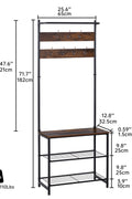 3 in 1 Industrial Coat Rack with Bench and Shoe Storage Shelf Entryway Organizer Freestanding 71 Inch AMMDR1836 - with | Sold by Uncle Wiener's Wholesale