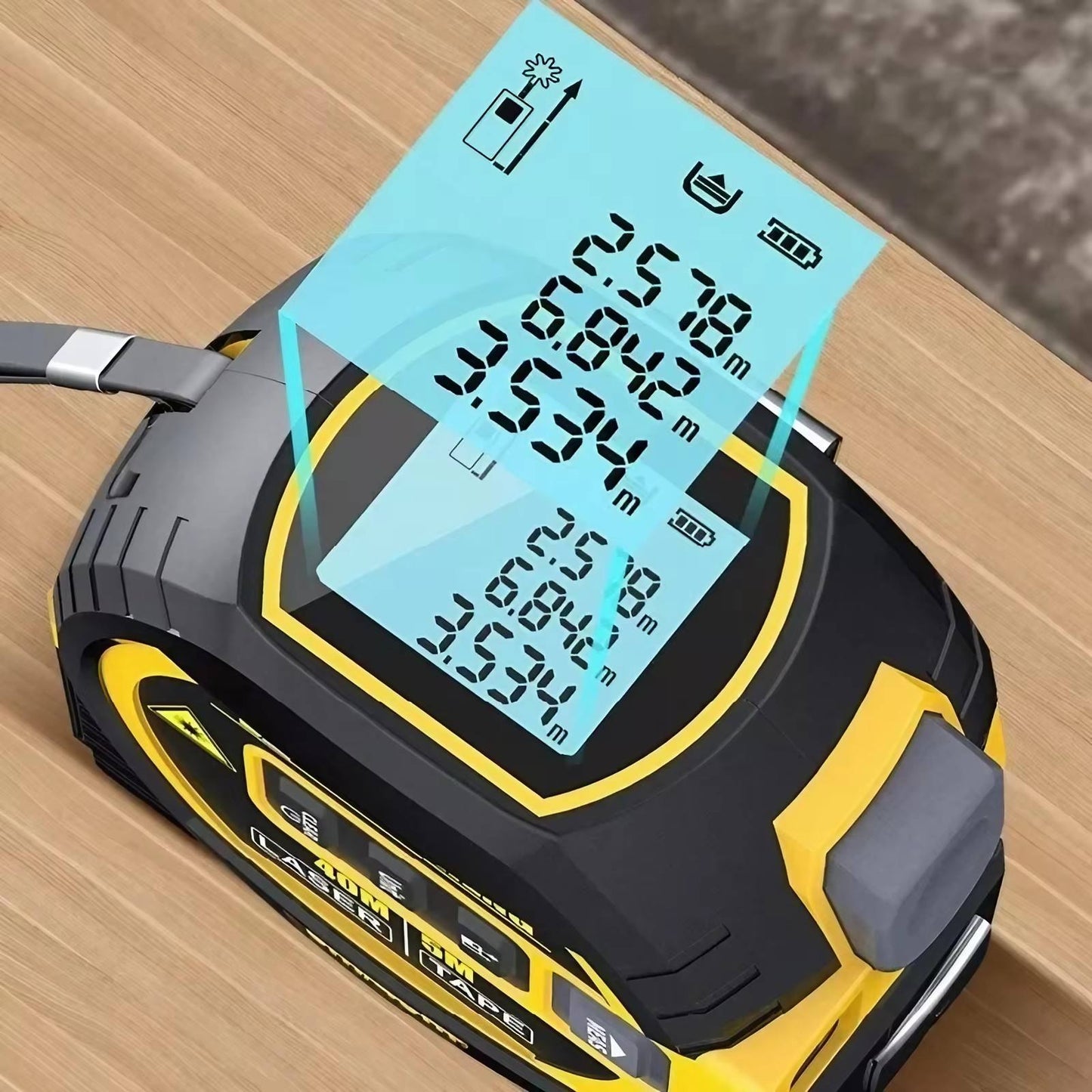 3 - in - 1 Laser Distance Meter 60 m Laser with 5 m Tape Measure 25 mm Wide 31LM605 - with | Sold by Uncle Wiener's Wholesale