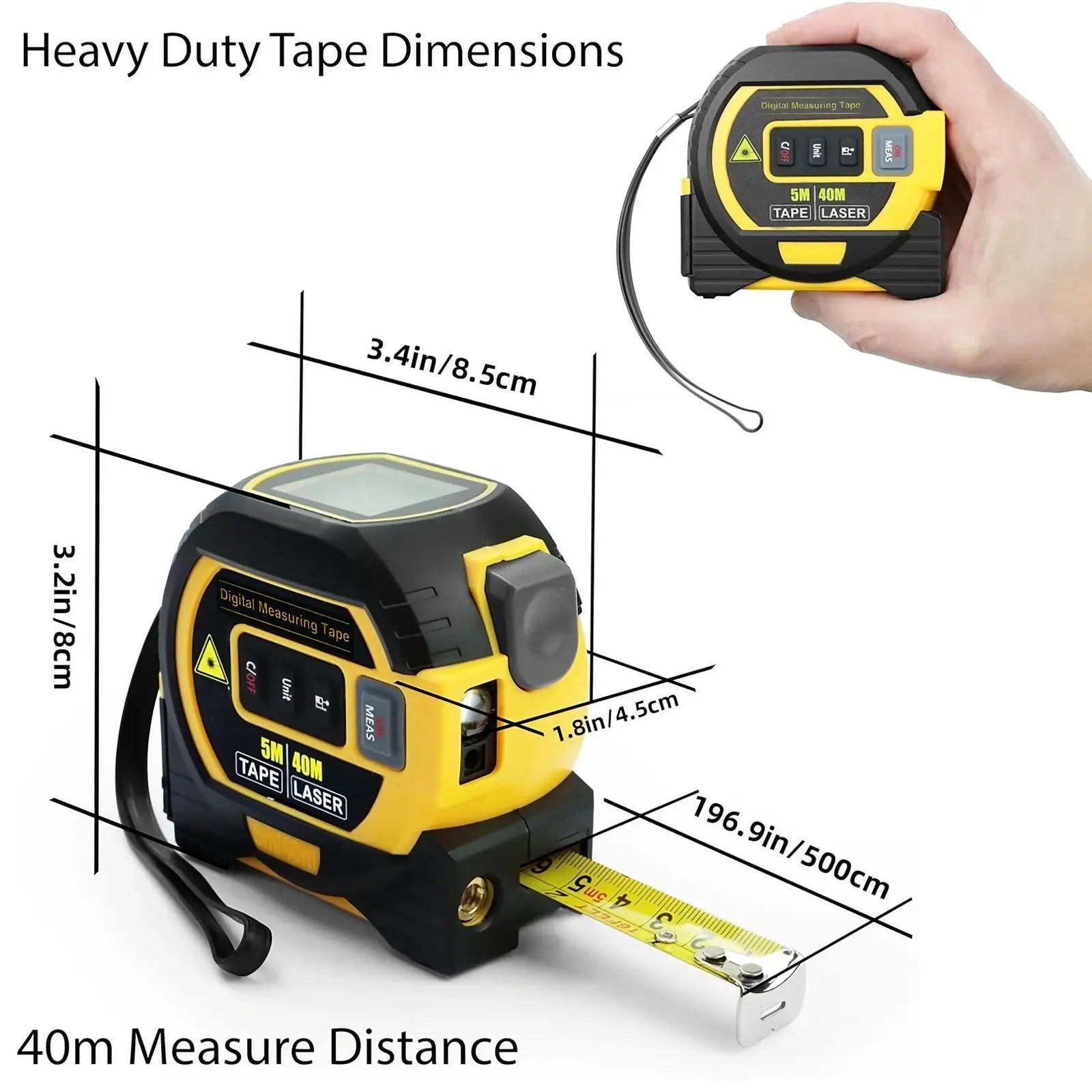 3 - in - 1 Laser Distance Meter 60 m Laser with 5 m Tape Measure 25 mm Wide 31LM605 - with | Sold by Uncle Wiener's Wholesale