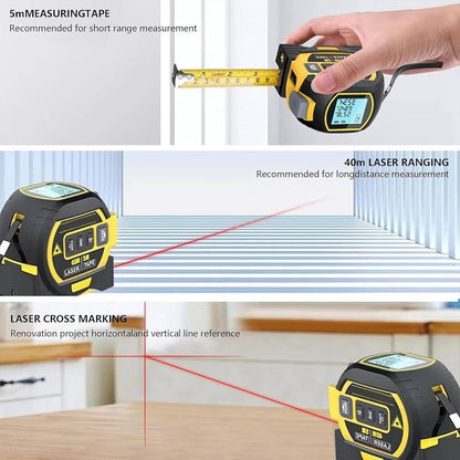 3 - in - 1 Laser Distance Meter 60 m Laser with 5 m Tape Measure 25 mm Wide 31LM605 - with | Sold by Uncle Wiener's Wholesale