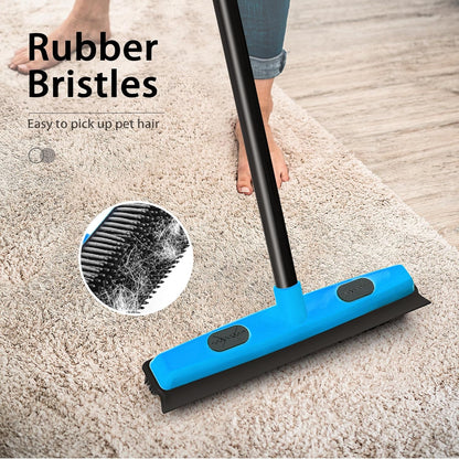 3 - in - 1 Rubber Carpet Rake Broom with Squeegee 52.8" Adjustable Handle Pet Hair Remover Tool - Shelters & Garages with | Sold by Uncle Wiener's Wholesale
