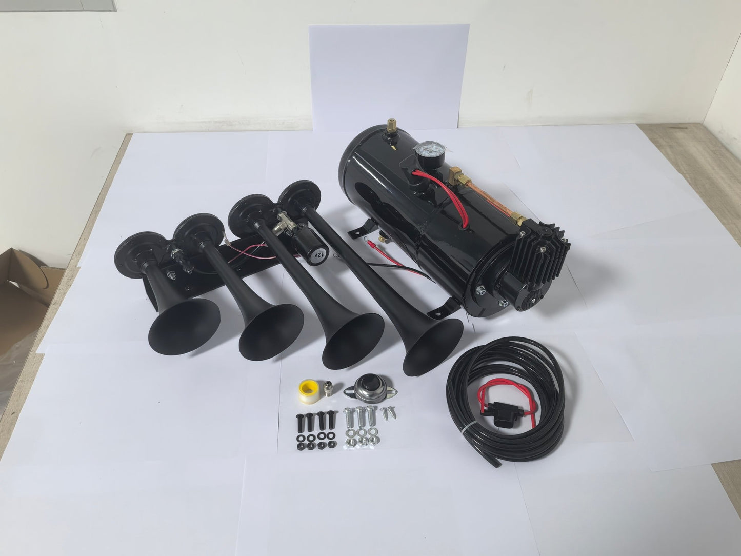 3 Liter Train Horn Kit 4 Trumpets 150 PSI Air Compressor 1 Gallon Tank TH3154 - with | Sold by Uncle Wiener's Wholesale