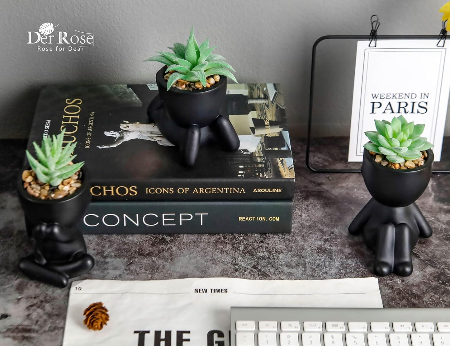 3 Pack Fake Plants Artificial Succulents Plants for Room Bathroom Home Office Desk Accessories Decor S6208 - with | Sold by Uncle Wiener's Wholesale