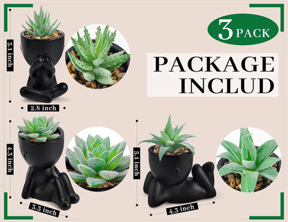 3 Pack Fake Plants Artificial Succulents Plants for Room Bathroom Home Office Desk Accessories Decor S6208 - with | Sold by Uncle Wiener's Wholesale