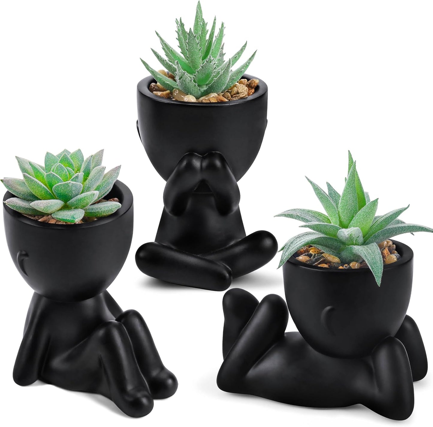 3 Pack Fake Plants Artificial Succulents Plants for Room Bathroom Home Office Desk Accessories Decor S6208 - with | Sold by Uncle Wiener's Wholesale