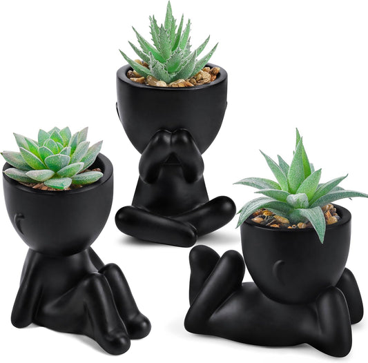 3 Pack Fake Plants Artificial Succulents Plants for Room Bathroom Home Office Desk Accessories Decor S6208 - with | Sold by Uncle Wiener's Wholesale